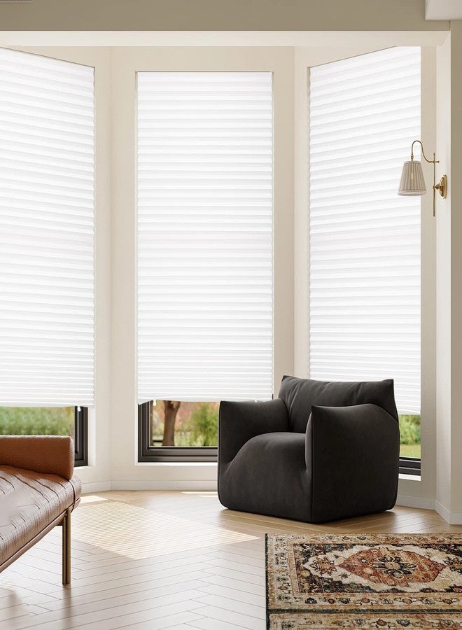 MYshade 6 Pack Temporary Light Filtering Paper Shades for Windows,Paper Pleated Blinds with Adhesive,No Tools No Drilling Free Cut Size Temporary Room Darkening Shades(White, 36" W x 72" H) - Image 2